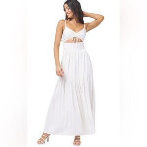 NWT L*Space Zuri Dress White Striped Cutout Maxi Dress Size Large